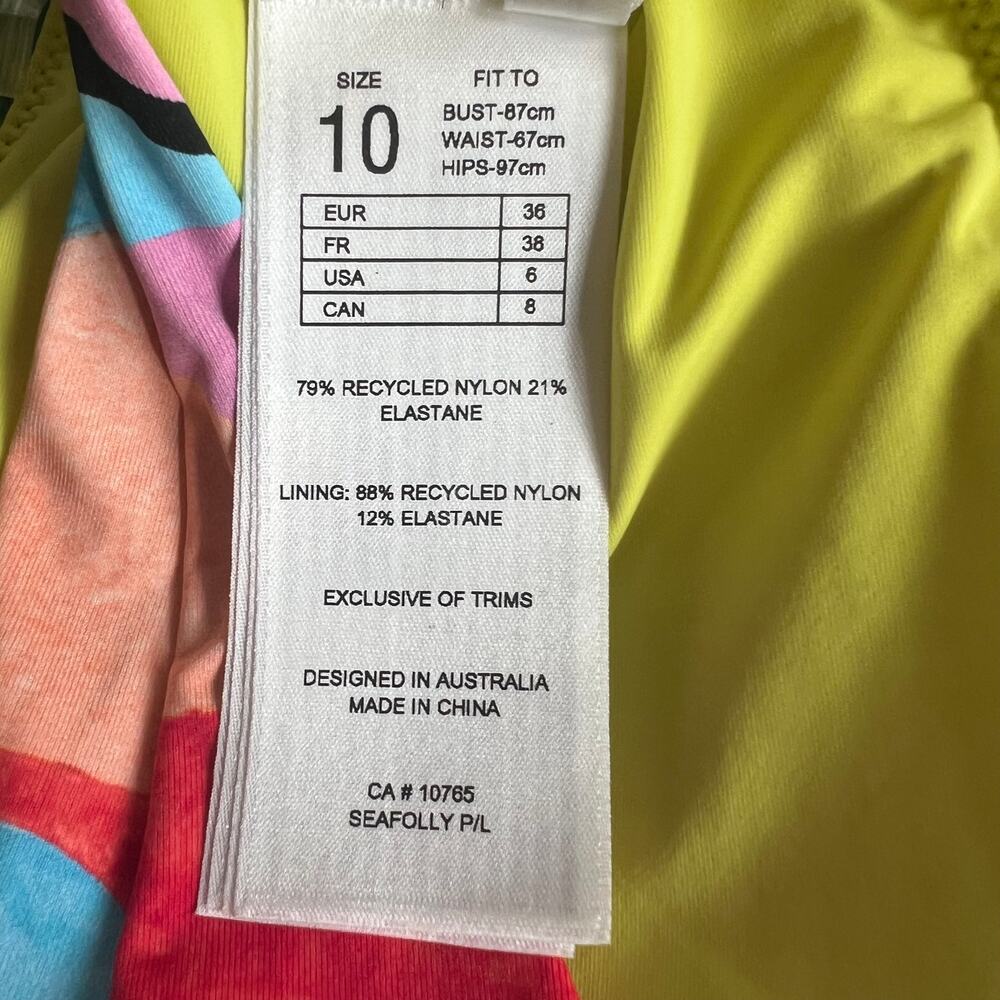 Seafolly Australia Multicolor Aquamarine Tropfest One Shoulder with Tie, US6 - Picture 7 of 11